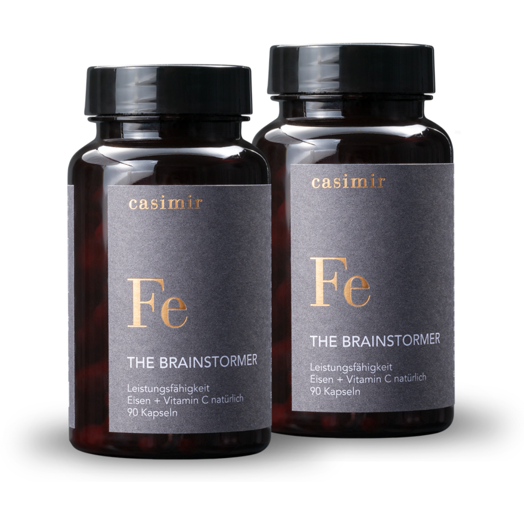 2er Set The Brainstormer, Eisen Bisglycinat mit natürlichem Vitamin C für Frauen, zur Unterstützung von Leistungsfähigkeit und Energie