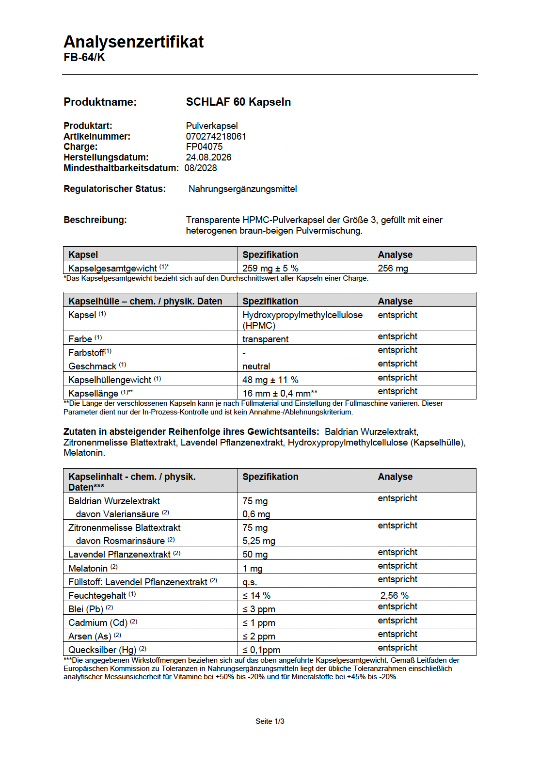 SCHLAF KOMPLEX + MELATONIN 1 MG
