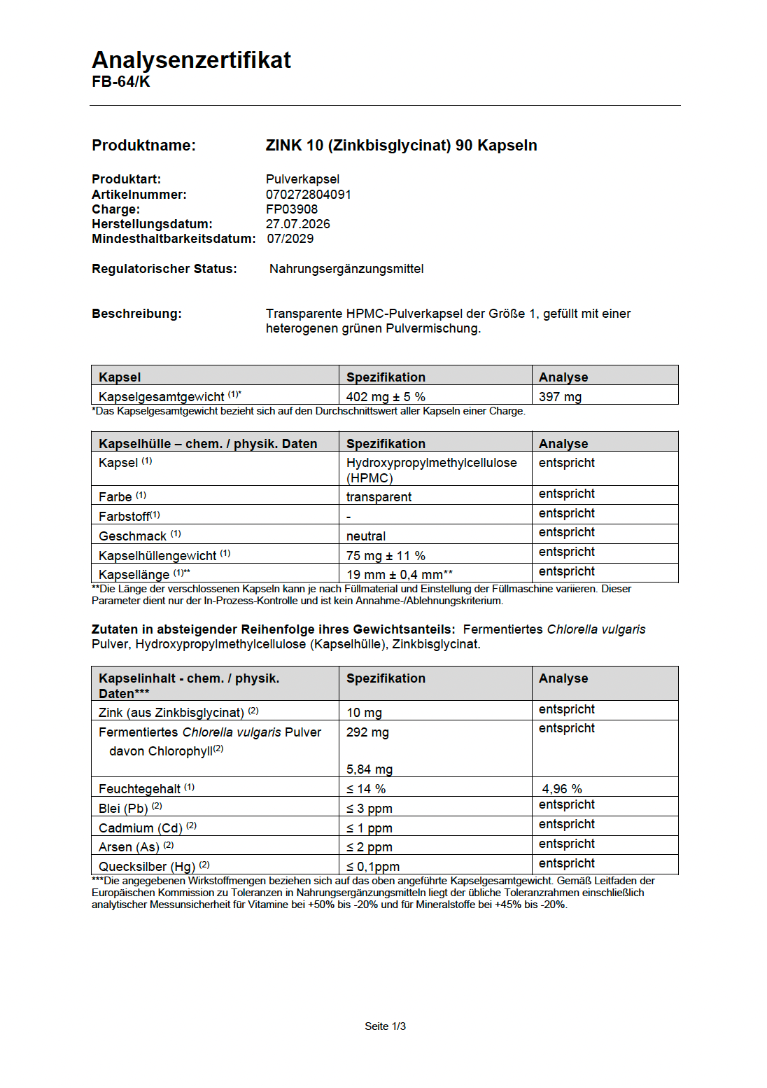 ZINK BISGLYCINAT FÜR FRAUEN