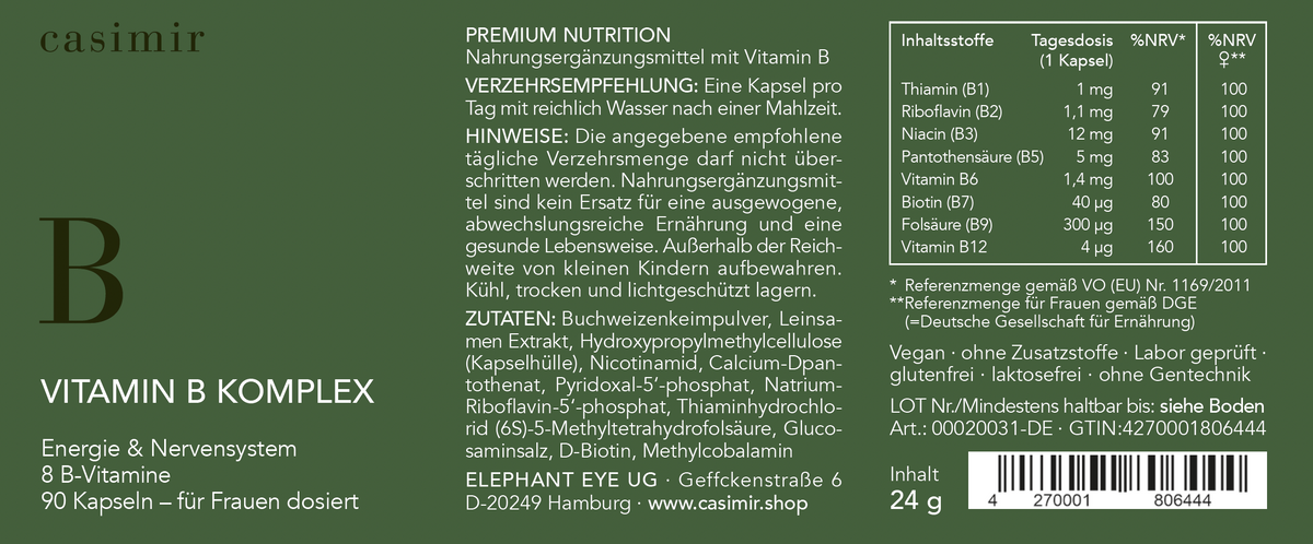 VITAMIN B COMPLEX (METHYLATED) FOR WOMEN