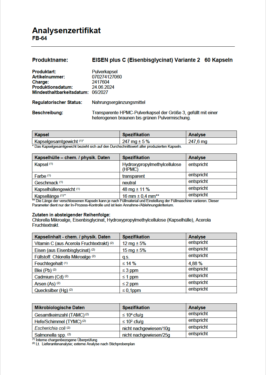 EISEN BISGLYCINAT + VITAMIN C FÜR FRAUEN