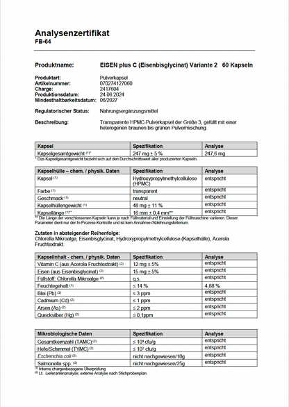 EISEN BISGLYCINAT + VITAMIN C FÜR FRAUEN