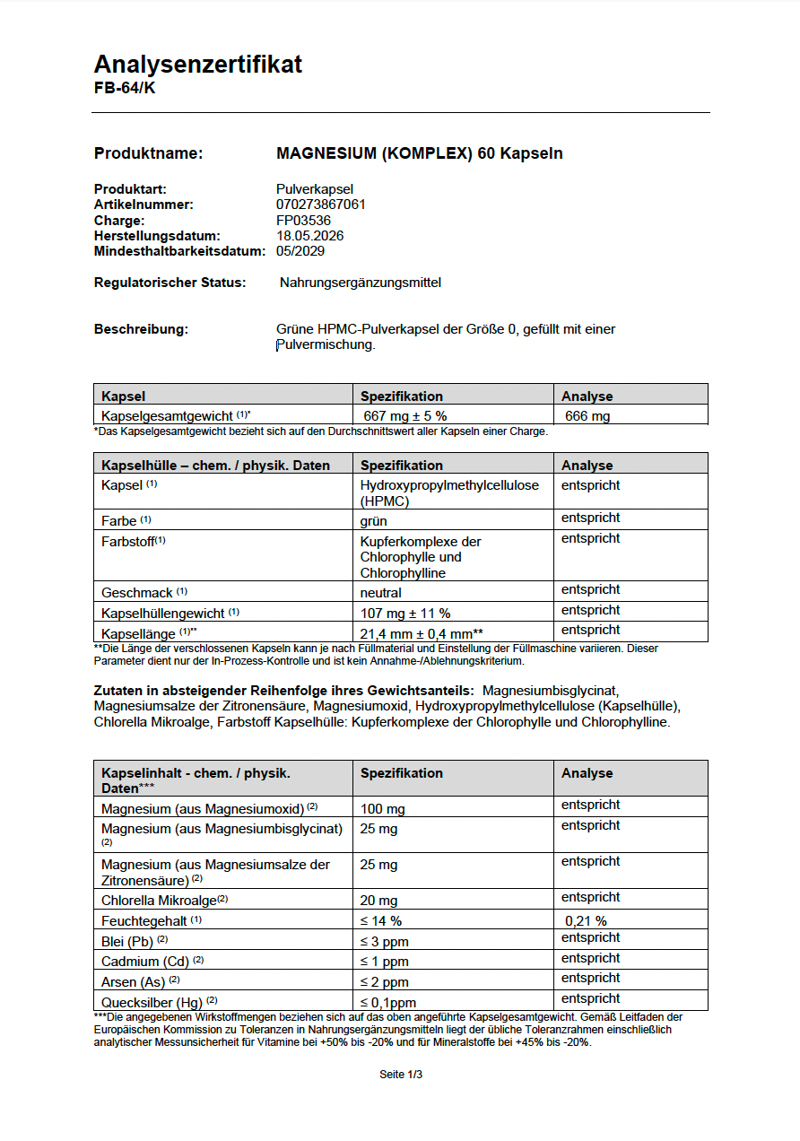 MAGNESIUM KOMPLEX 3-FACH FÜR FRAUEN