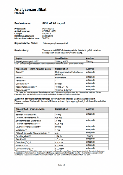 SCHLAF KOMPLEX + MELATONIN 1 MG